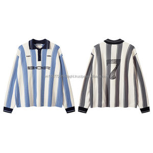 Jersey de Fútbol de Manga Larga con Rayas Verticales, Cuello Redondo, Estilo Casual para Hombre, Nylon/Algodón, Otoño, a la Moda - Product Image 4