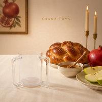 Tasse de lavage en acrylique avec double poignées Coupe de Kiddouche en lucite transparente pour Shabbat juif, Pâque
