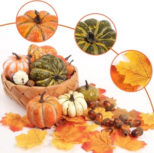 Lifelike Foam Artificial Pumpkins Gourds Acorn Maple Leaves Set Fall Harvest Table Decor Graduation Easter Halloween Party - Product Image 6