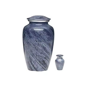 Urne classique moderne en aluminium multicolore en marbre fabriqué à la main pour adulte funérailles commémoratives crémation fait à la main adulte - Product Image 1