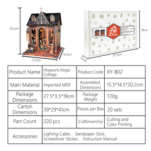 Kit DIY <span class=keywords><strong>de</strong></span> niche à livres en bois, puzzle 3D maison miniature avec couvercle anti-poussière et lumière LED, insert créatif pour étagère, cadeau - Product Image 4