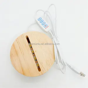 Wooden Base Stand 3D Night Led Light Wood Base Blank Acrylic Sheet Message Board USB Cable DIY Lamp