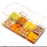 Plateau de rangement pour collations en plastique acrylique écologique MIXWARES avec couvercle doré, pour la cuisine, organisateur de service alimentaire