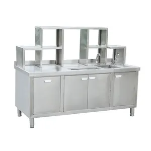 畅销商务酒店不锈钢珍珠奶茶工作台面桌不锈钢预备桌 - Product Image 1