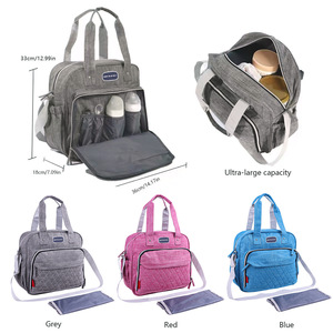 Sac à couches de grande capacité en tissu Oxford imperméable, sac de sortie pour bébé et maternité, 33x36x18cm, gris, rouge, bleu - Product Image 1