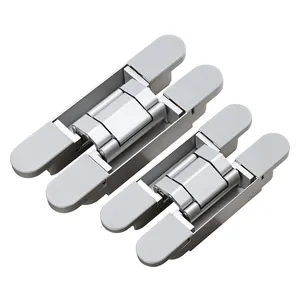 Stainless Steel 3D Adjustable Invisible Cross Hinge Wooden Door 180 Degree Folding Hinge Concealed Hidden Door Hinge