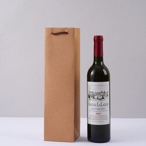 Kraft Paper Wine Gift <b>Bag</b> with Handles, Custom Logo Printed Bottle Paper <b>Bag</b> for Christmas Wine and Promotional Packaging - Product Image 3