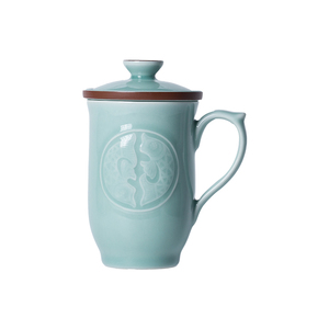Tazza da Tè in Porcellana Celadon con Coperchio 9oz Elegante Set da Tè Cinese Kung Fu per Casa Ufficio Regalo - Product Image 1