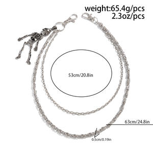 Punk <span class=keywords><strong>squelette</strong></span> <span class=keywords><strong>humain</strong></span> pendentif pantalon chaîne pour hommes femmes HipHop jean pantalon taille chaîne portefeuille métal porte-clés rue bijoux - Product Image 6