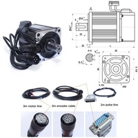 Nouveau servomoteur AC 80ST-M02430 / 2,4 Nm 3000 tr/min + Driver AC 2,39 N.m 750 W Câble d'alimentation Câble d'encodeur