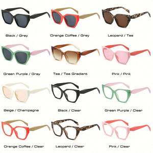 Gafas de Sol Retro 2022 con Lentes Transparentes Estilo Ojo de Gato, Poligonales, de Doble Color para Mujer - Product Image 3