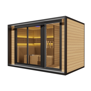Sauna extérieur moderne pour 2 à 6 personnes, style villa, avec chauffage électrique, construction en thermowood, puissance 3-9 kW, écologique, Seven Continents - Product Image 6