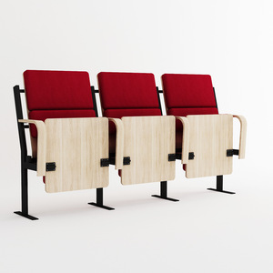 Chaises d'auditorium Anji Yijian avec tablettes d'écriture, pieds en alliage d'aluminium, tissu rouge, chaises en rangée pour salles de conférence scolaires - Product Image 1