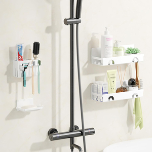 Set di 4 Mensole Angolari in Acciaio da Parete per Bagno, <span class=keywords><strong>Porta</strong></span> Sapone, Accessori per WC e Doccia - Product Image 5