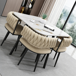 Juego <span class=keywords><strong>de</strong></span> Mesa <span class=keywords><strong>de</strong></span> <span class=keywords><strong>Comedor</strong></span> Rectangular Moderna con Estructura Metálica Convertible y <span class=keywords><strong>4</strong></span> <span class=keywords><strong>Sillas</strong></span> para Hogar, Hotel o Restaurante - Product Image 3