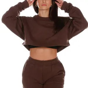 Produttore nuovo arrivo Relaxed Fit Cropped Hoodie Crop top felpe con cappuccio abbigliamento da palestra per le donne