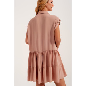 Abito chemisier con orlo a strati in rosa chiaro - Product Image 5