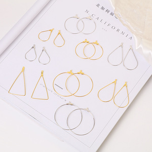 Minimalist Geometric <b>Clip</b>-on Earrings Gold <b>Silver</b> Hoop Triangle Teardrop Unisex Fashion Jewelry - Product Image 1