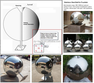 Fontaine de <span class=keywords><strong>jardin</strong></span> moderne en acier inoxydable de 1000 mm de diamètre, élément aquatique extérieur en forme de sphère, finition polie, étanche, style Art Déco - Product Image 4
