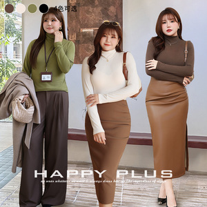 เสื้อคอเต่าแขนยาวสำหรับผู้หญิง รุ่น Runqi สีพื้น ผ้าฝ้ายนุ่ม ไซส์ใหญ่ สีเบจ - Product Image 5