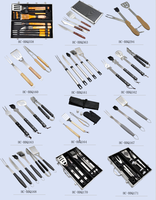 Ensemble d'accessoires de barbecue en acier inoxydable de qualité supérieure, 5 pièces, outils de barbecue en acier inoxydable, dans un coffret en aluminium, kits de barbecue