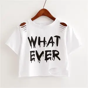 New Fashion T Shirt Women Crop Tops Harajuk Crew Neck Short Sleeve Print t-Shirts Sexy Summer Top For Girls