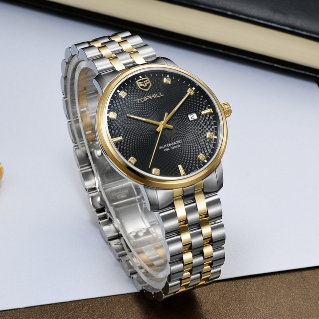 Best Custom Logo Oem Stainless Steel Automatic Mechanical Luxury Classic Stylish Wristwatches Golden Brand Watches Private Label