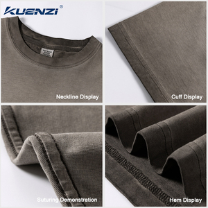 Camiseta Kuenzi para hombre, corte holgado, 275GSM, algodón <span class=keywords><strong>de</strong></span> alto gramaje, lavado inverso, efecto vintage, lavado ácido, desgastada, oversize, hombros caídos, estilo urbano, OEM - Product Image 3