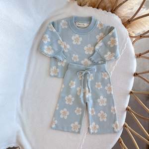 Nouveau-né bébé garçons fille vêtements ensembles 100% coton doux rose <span class=keywords><strong>tricot</strong></span> <span class=keywords><strong>tenues</strong></span> meilleure vente pour 0-3 ans bébés - Product Image 1