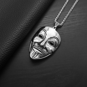 Gioielli Hip hop in acciaio inox regalo d'oro film V per Vendetta <span class=keywords><strong>gioco</strong></span> esagerato hacker ragazzo collana - Product Image 2