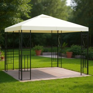 Tonnelle de jardin 3x3 mètres, auvent beige, structure en acier, abri extérieur, design traditionnel - Product Image 2