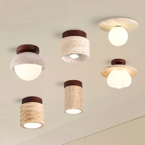 Lampe murale de plafond à montage en surface pour restaurant, style Mid-Century Wabi Sabi, en travertin, pour entrée, balcon, couloir, hôtel - Product Image 1