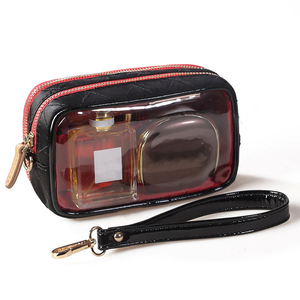 Neceser <span class=keywords><strong>transparente</strong></span> de <span class=keywords><strong>maquillaje</strong></span> con cremallera de vinilo <span class=keywords><strong>transparente</strong></span> negro, de cuero de pequeño neceser Pvc, Maleta de <span class=keywords><strong>maquillaje</strong></span> - Product Image 1