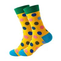 Chaussettes pour hommes classiques à pois, personnalisables avec faible MOQ, en coton et nylon tricoté jacquard, amusantes, populaires, pour la vie quotidienne et le sport