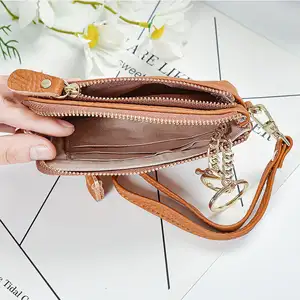 Factory Direct Lady's Clutch Coin Purse Wallets Leather Zipper Coin Wallet Mini Keychain Wallet