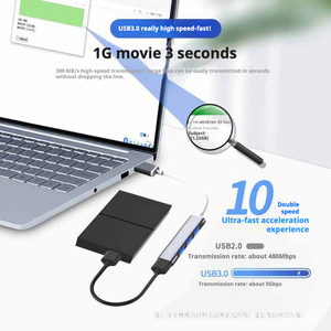 Thiết kế mới USB 3.0 HUB Loại C HUB 4 cổng tốc độ cao loại C <span class=keywords><strong>Splitter</strong></span> cho máy tính chuyển dữ liệu USB HUB <span class=keywords><strong>Adapter</strong></span> - Product Image 3