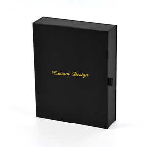 定制徽标印刷豪华纸包装磁性闭合黑色书形纸板礼品盒带侧带提手 - Product Image 3