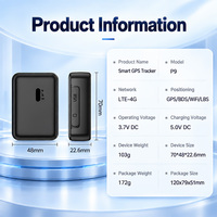 Traceur GPS Wi-Fi 4G LTE portable P9 pour actifs, personnel, véhicules, flotte, suivi en temps réel, alarme géofence, application, OEM, ODM