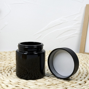 Pot en verre de fleur sèche transparente de 60ml de haute et fine qualité ronde personnalisée avec bouchon CR - Product Image 5