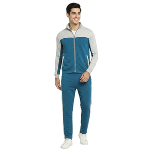 Conjunto de Chándal 2 en 1 con Capucha, Estampado Animal, Lavado Ácido, Ecológico, Azul Grisáceo, Unisex, Estilo Urbano, 100% Algodón, Venta Caliente - Product Image 1