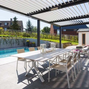 Pergola bioclimatique motorisée intelligente en aluminium de qualité supérieure, couleur et taille personnalisées pour villa, jardin, terrasse, télécommande - Product Image 2