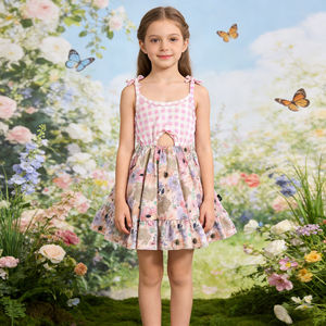 定制印花女童新款时尚吊带连衣裙夏季一件式精品磨毛奶丝连衣裙儿童服装 - Product Image 5