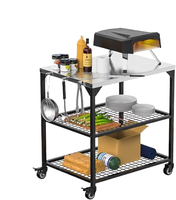 Support de barbecue portable en acier inoxydable pour extérieur, avec pieds réglables, modèle 8-en-1, table de four à pizza extérieur, chariot de barbecue