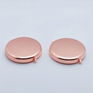Miroir compact en métal rose et noir de 65 mm, logo personnalisé, miroir de poche - Product Image 2