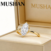 Bague MuShan Designer en argent sterling 925 avec moissanite VVS, bague sur mesure pour l'épouse, plaquée or 18 carats, bijoux brevetés MST