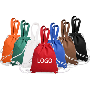 Custom Logo Canvas Drawstring <b>Bags</b> Colorful Handheld Cotton Canvas Drawstring Backpack with Tote for Promotional Gift - Product Image 1