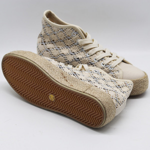 Espadrilles montantes en dentelle crochetée à effet métallique scintillant avec semelle plateforme en jute tressée et détails argentés, style bohème respirant pour femme - Product Image 5