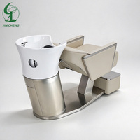Fauteuil de lavage Jincheng en cuir avec bassin en céramique et structure en acier inoxydable, design minimaliste, vente directe usine pour chaise de shampoing