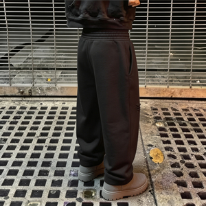 Custom Heavyweight 500 GSM Cotton Fleece Track Flared Jogger <b>Men</b> Print Logo Wide Straight Leg Baggy Sweatpants Unisex - Product Image 3
