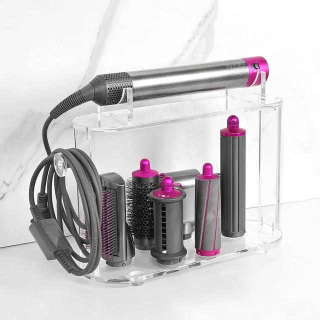 Acrylic Storage Holder with Dyson Airwrap Styler Accessories Countertop Organizer for Bathroom Storage Long Barrel Attachments